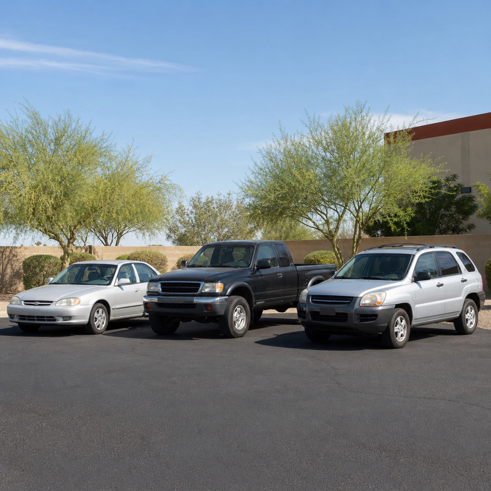 Selection of used vehicles in an Arizona lot